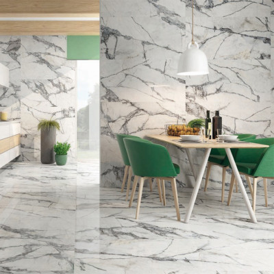 Designo Invisible White Marble Effect Polished Porcelain 60x120